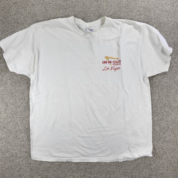 VTG IN-N-OUT Burger Las Vegas‎ Hanes T-Shirt Mens XL White Red Hot Rod Back Y2K - Picture 11 of 16